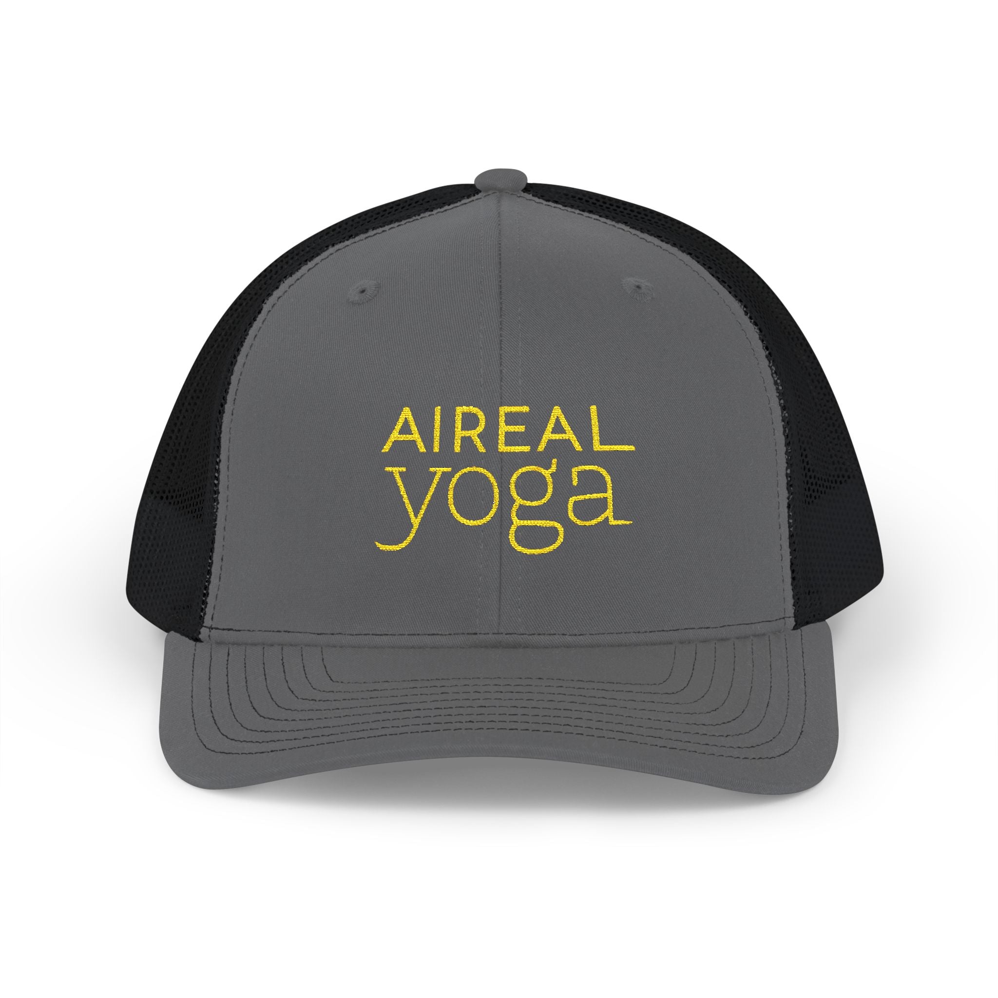 Aireal Yoga Embroidered Trucker Cap | Snapback Mesh Hat