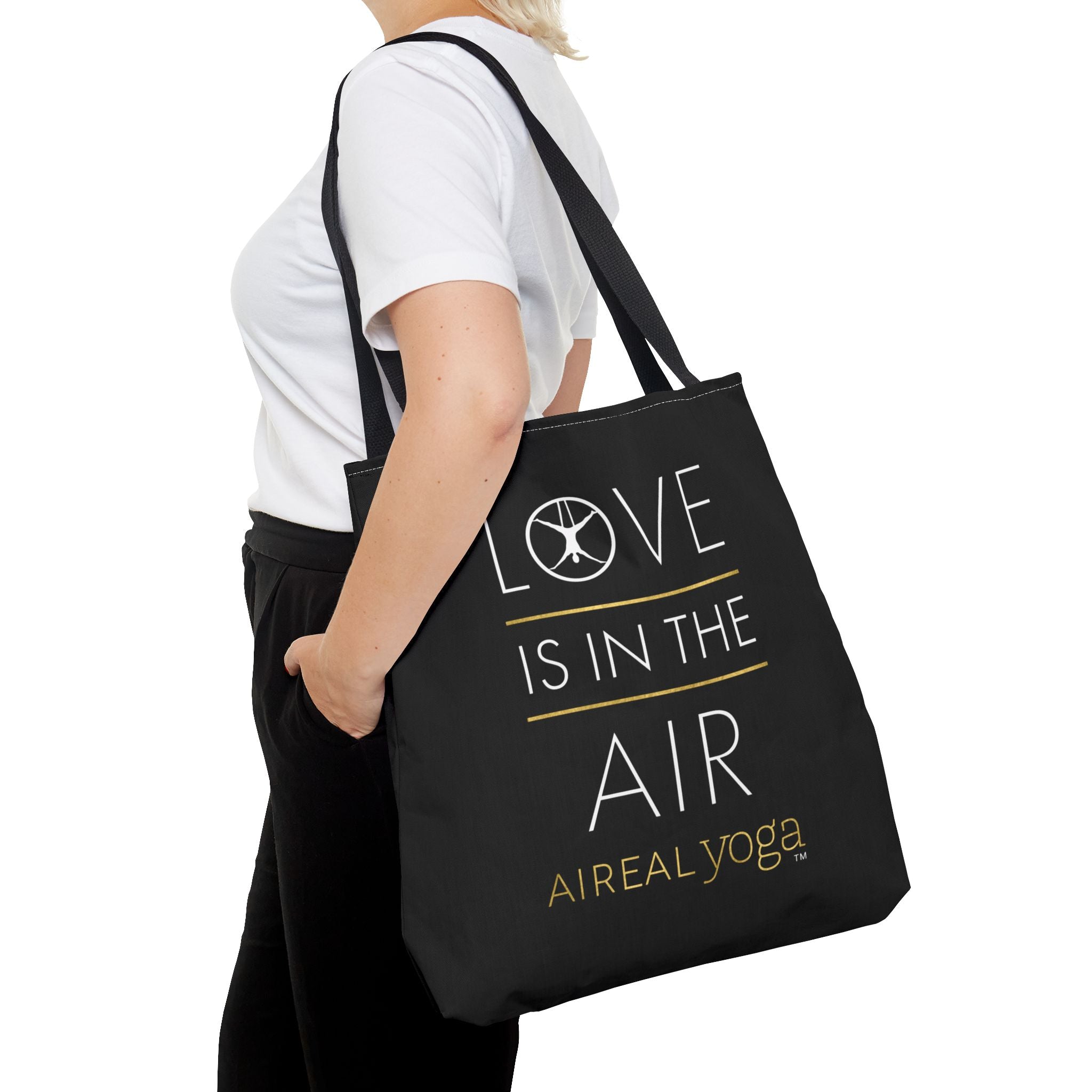 Love Is In The Air Tote Bag | Aerial Yoga Typography Tote