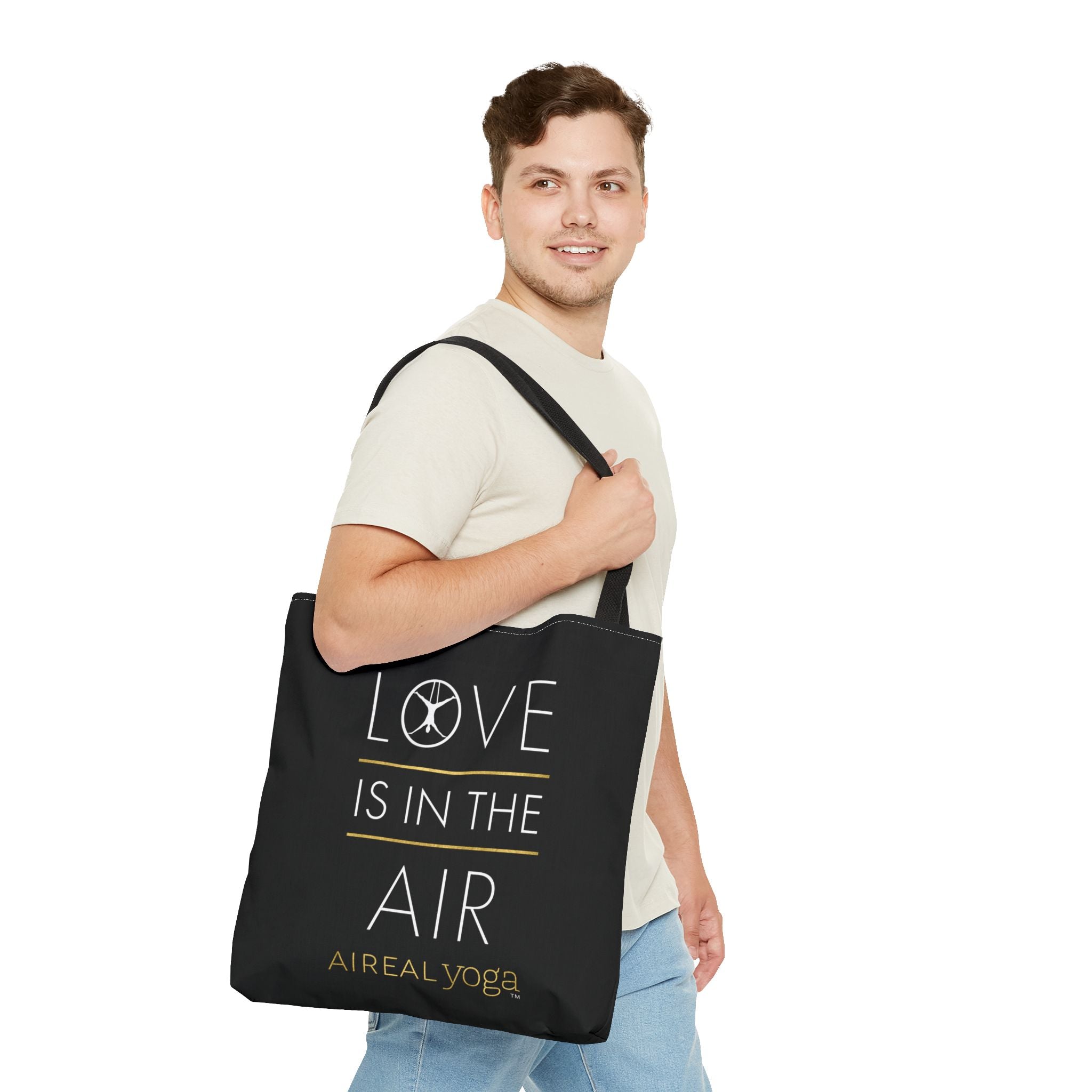 Love Is In The Air Tote Bag | Aerial Yoga Typography Tote