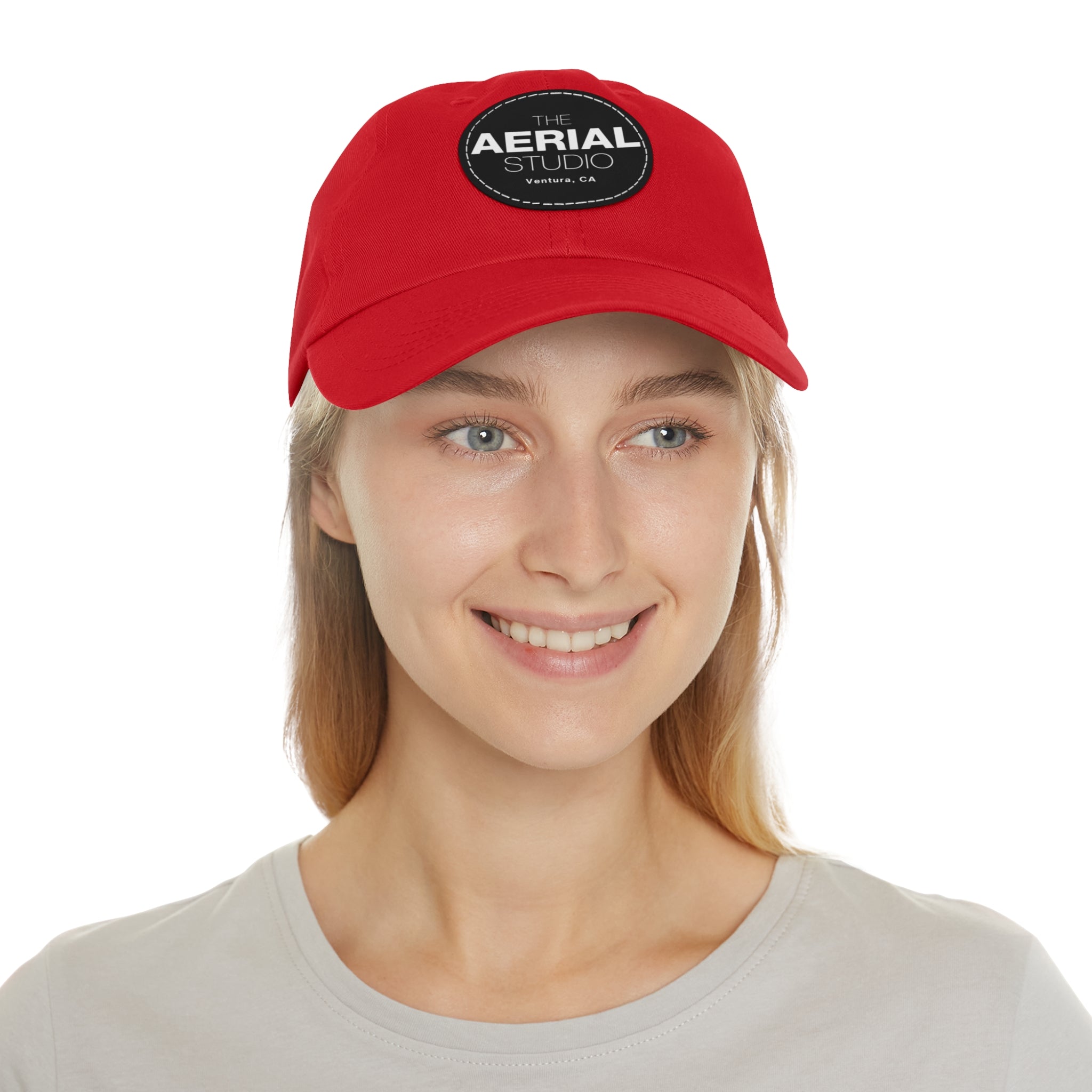 Aerial Studio Round Leather Patch Hat | Dad Hat with Leather Patch