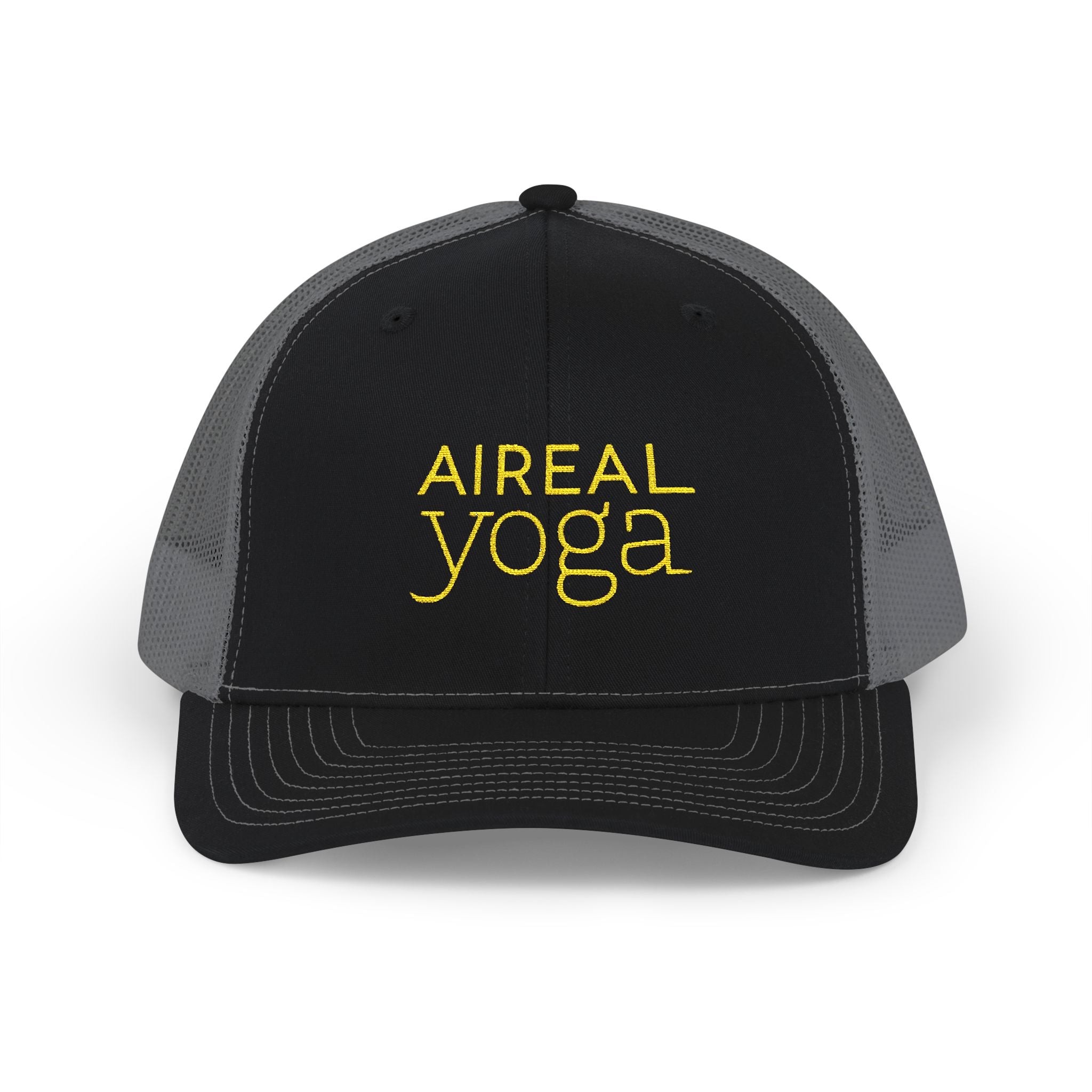 Aireal Yoga Embroidered Trucker Cap | Snapback Mesh Hat