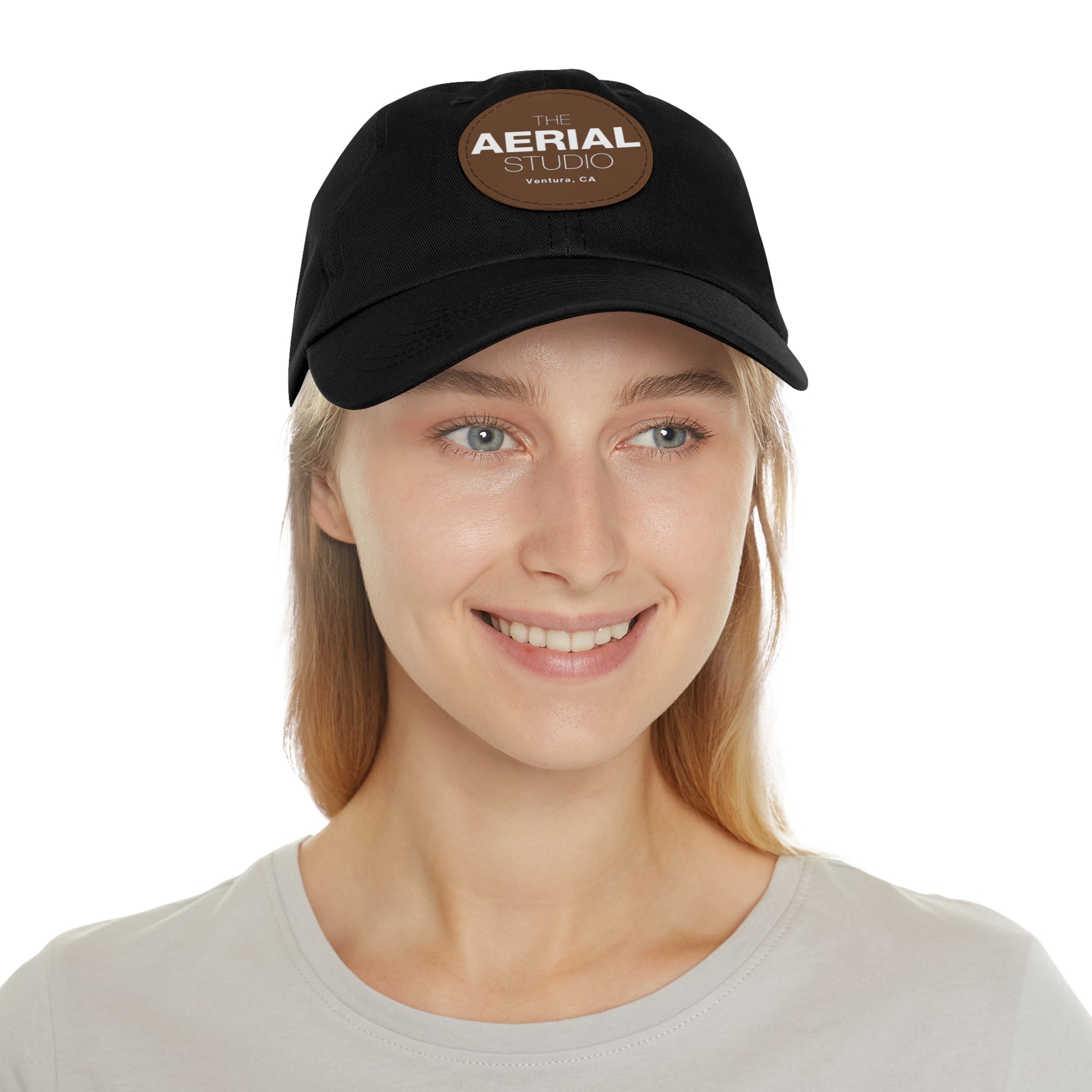 Aerial Studio Round Leather Patch Hat | Dad Hat with Leather Patch