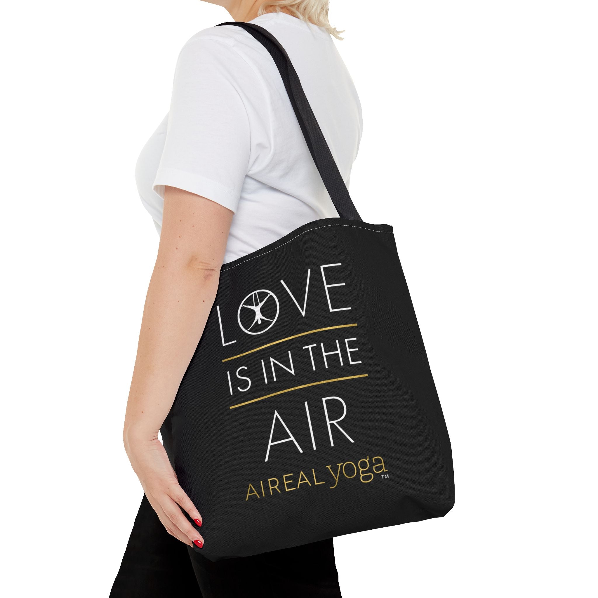 Love Is In The Air Tote Bag | Aerial Yoga Typography Tote