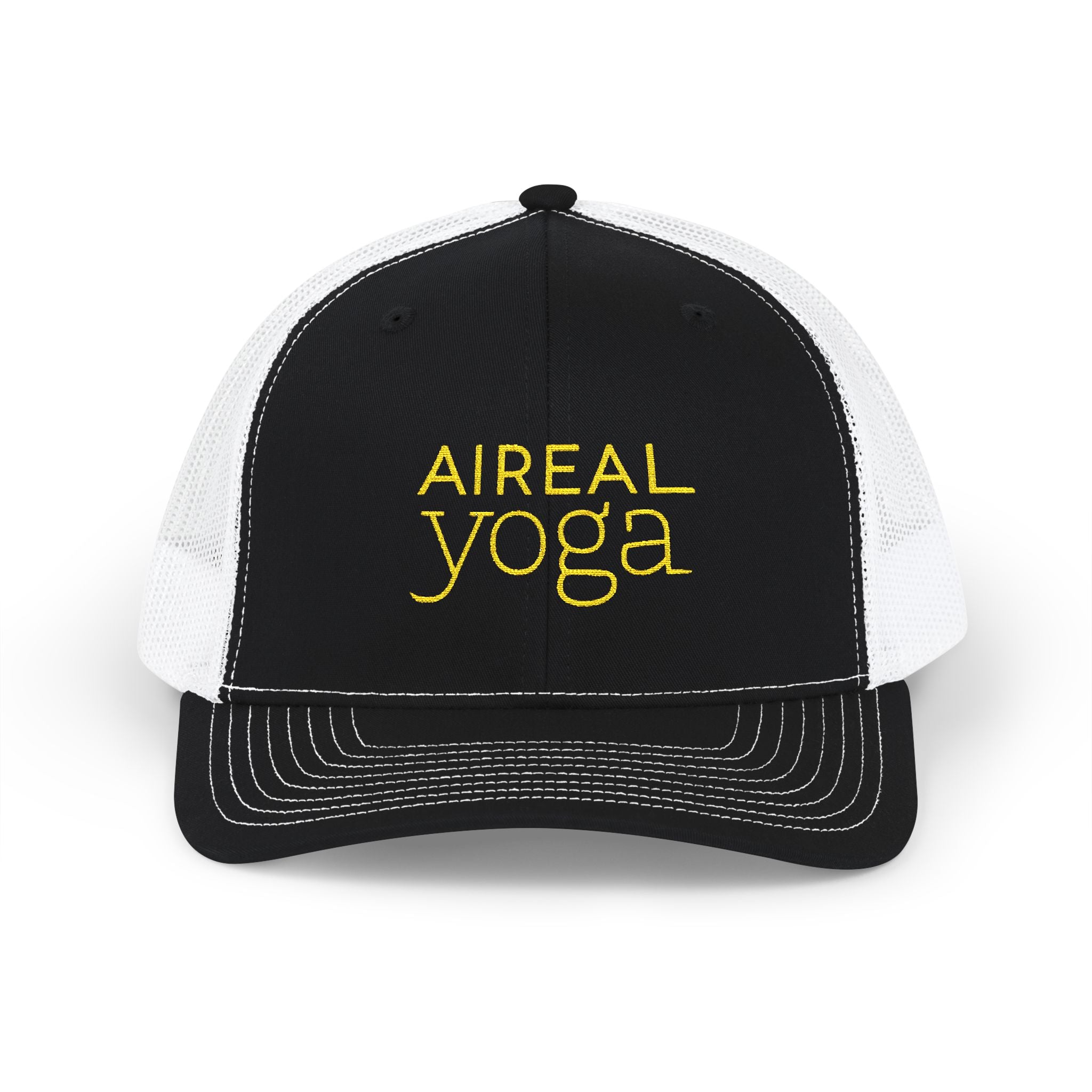 Aireal Yoga Embroidered Trucker Cap | Snapback Mesh Hat