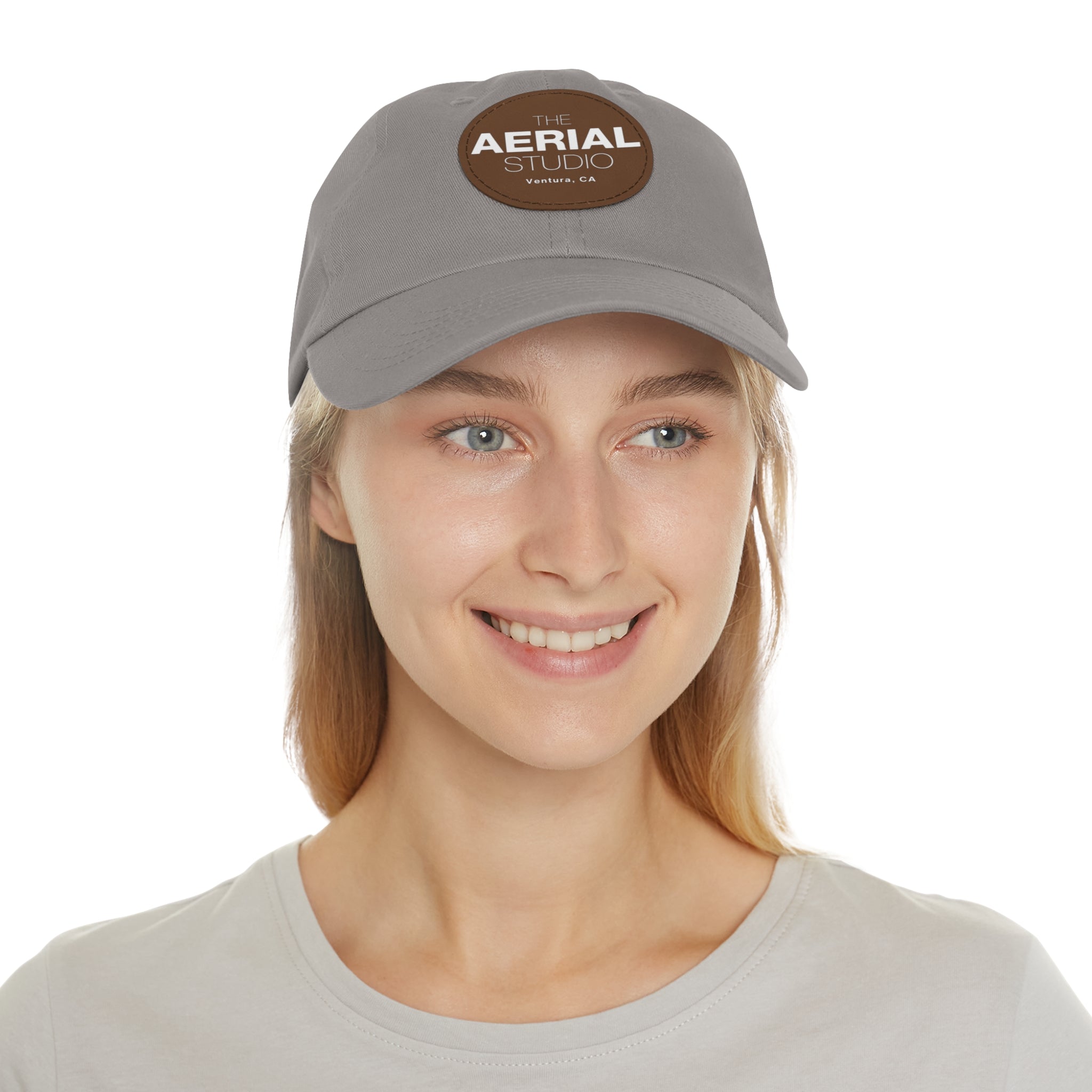 Aerial Studio Round Leather Patch Hat | Dad Hat with Leather Patch