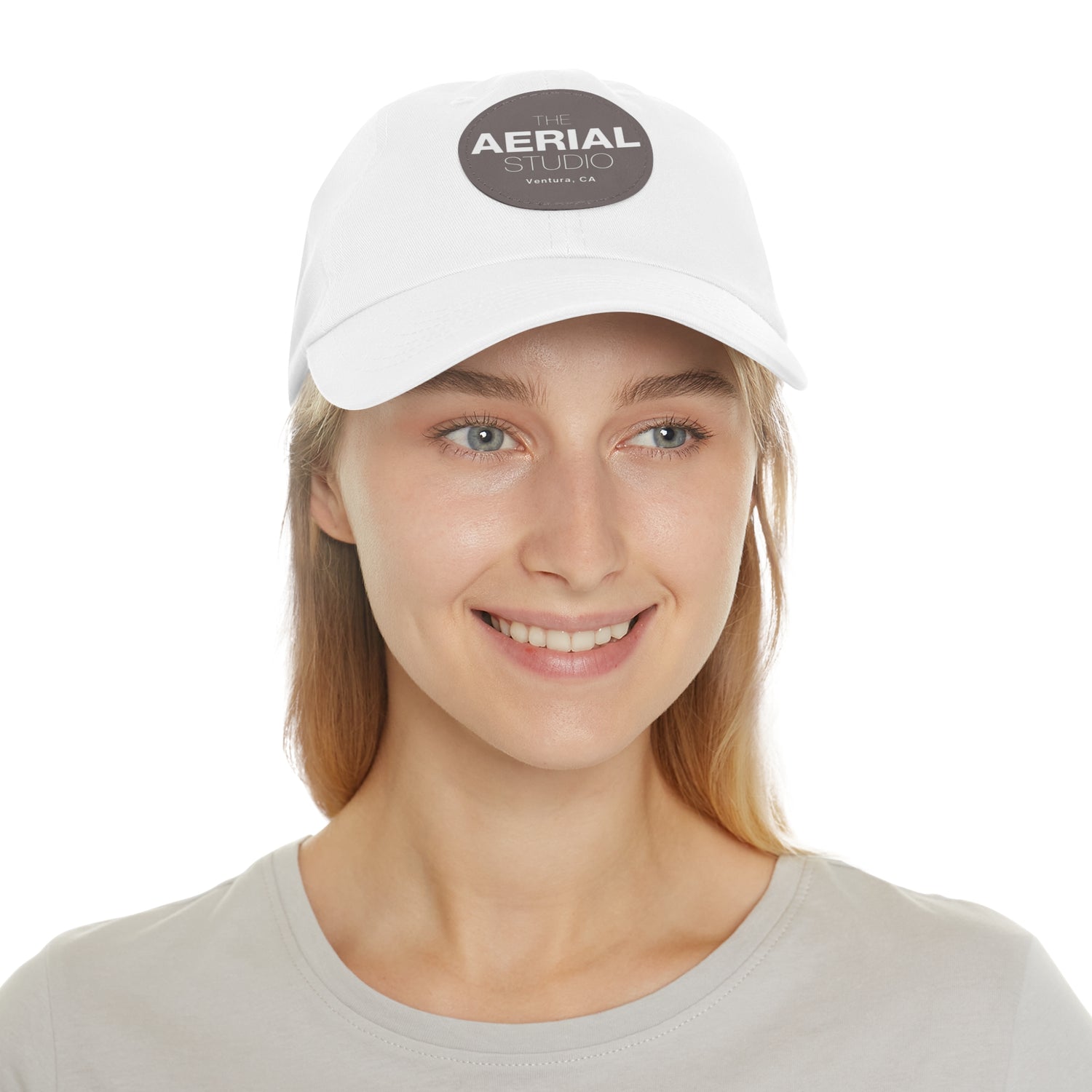 Aerial Studio Round Leather Patch Hat | Dad Hat with Leather Patch