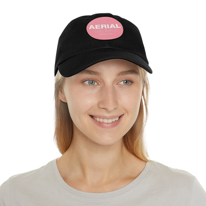 Aerial Studio Round Leather Patch Hat | Dad Hat with Leather Patch