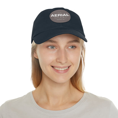 Aerial Studio Round Leather Patch Hat | Dad Hat with Leather Patch