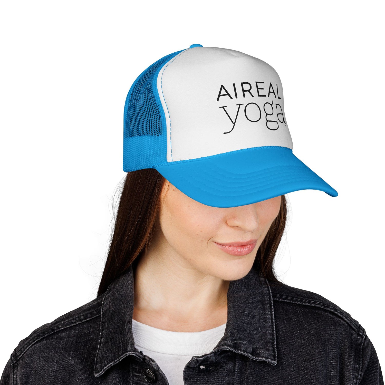 AIREAL yoga Trucker Cap | Embroidered Mesh Hat, Fitness Activewear