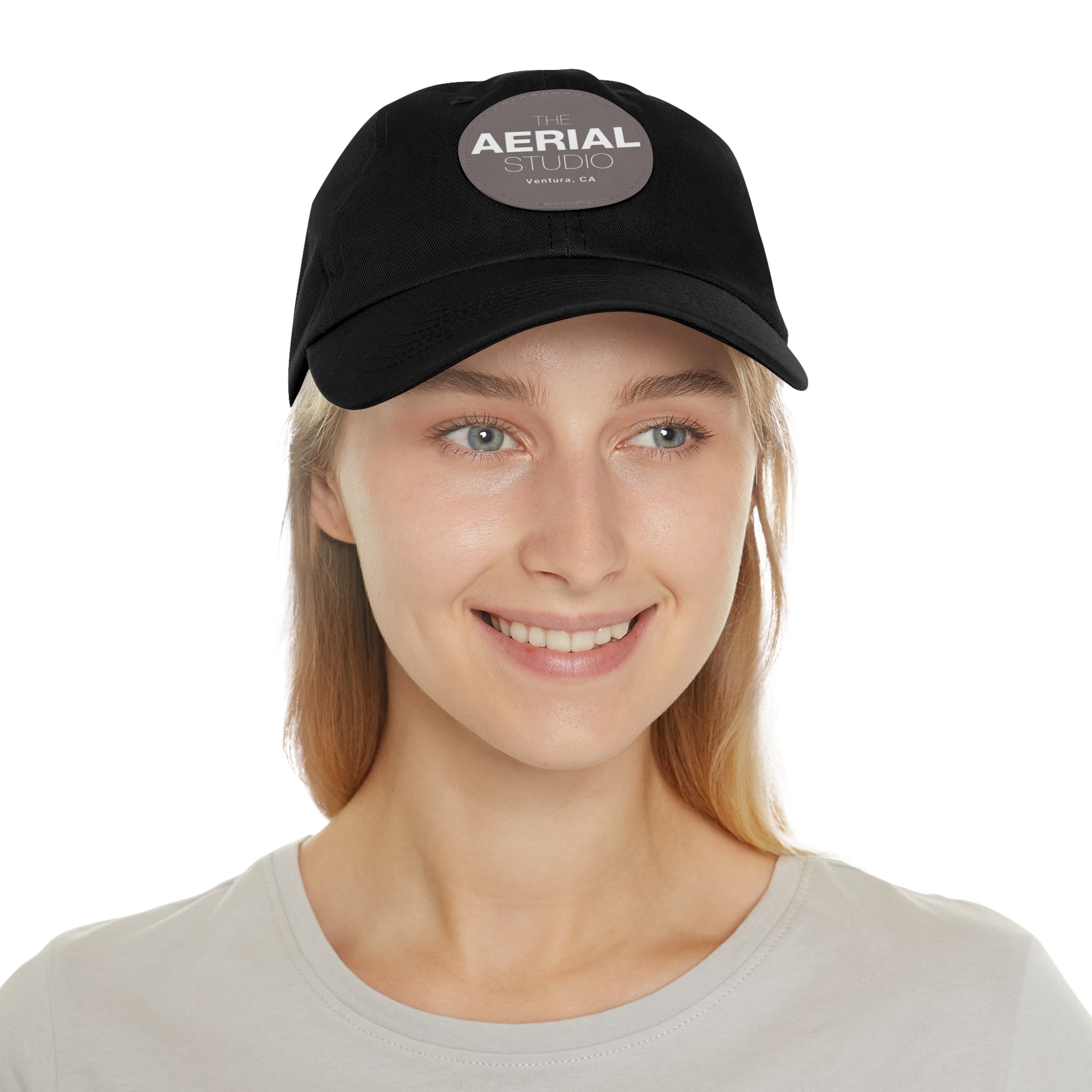 Aerial Studio Round Leather Patch Hat | Dad Hat with Leather Patch