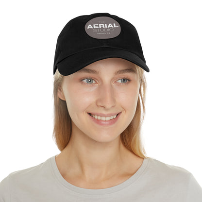 Aerial Studio Round Leather Patch Hat | Dad Hat with Leather Patch