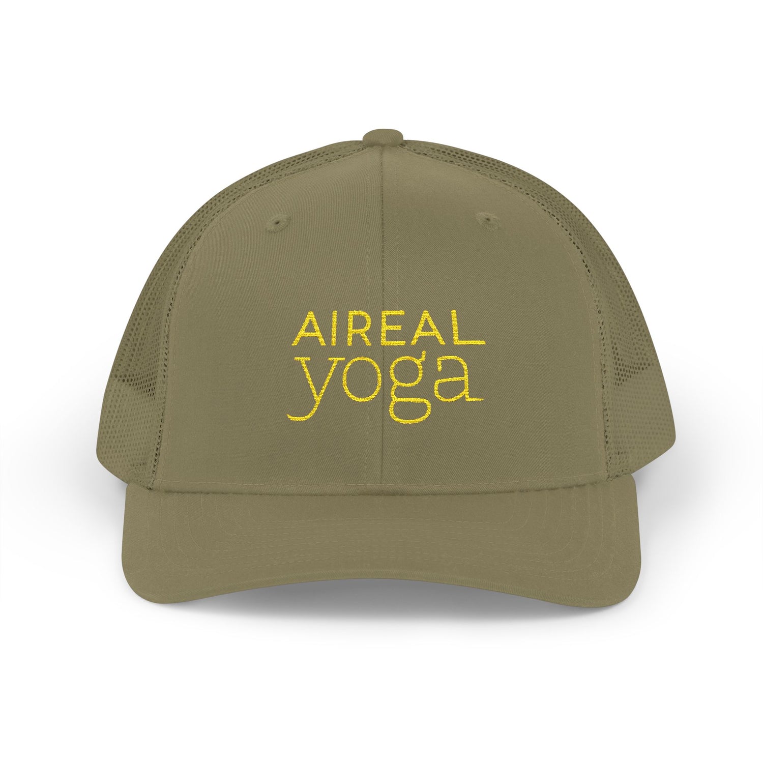 Aireal Yoga Embroidered Trucker Cap | Snapback Mesh Hat