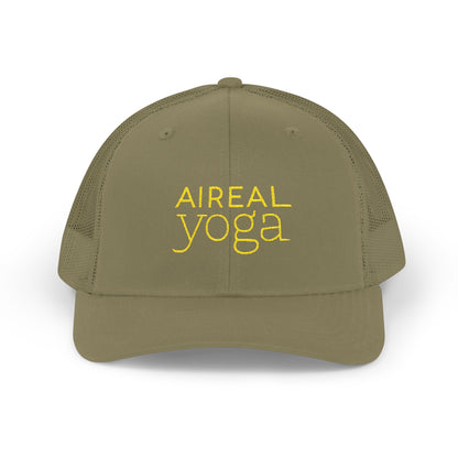 Aireal Yoga Embroidered Trucker Cap | Snapback Mesh Hat