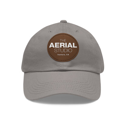 Aerial Studio Round Leather Patch Hat | Dad Hat with Leather Patch