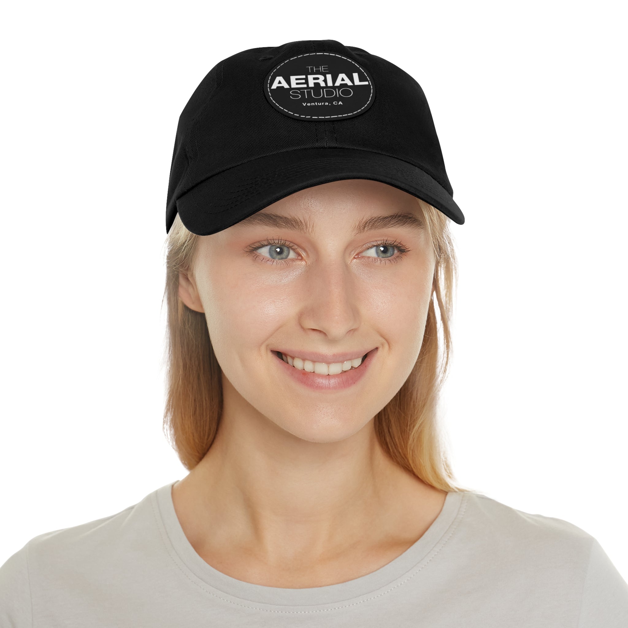 Aerial Studio Round Leather Patch Hat | Dad Hat with Leather Patch