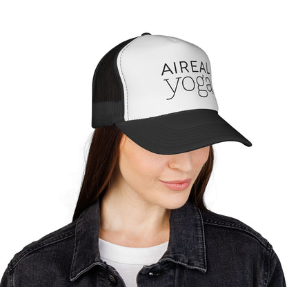 AIREAL yoga Trucker Cap | Embroidered Mesh Hat, Fitness Activewear