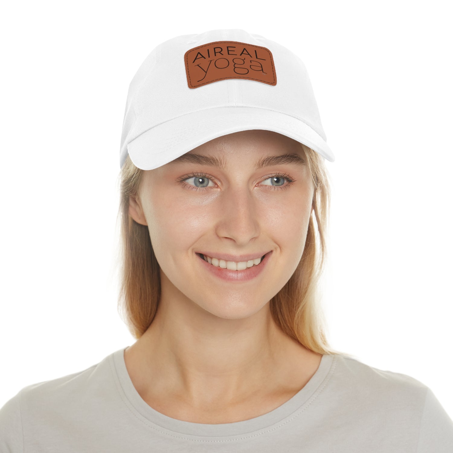 Aireal Yoga Leather Patch Dad Hat | Rectangle Logo