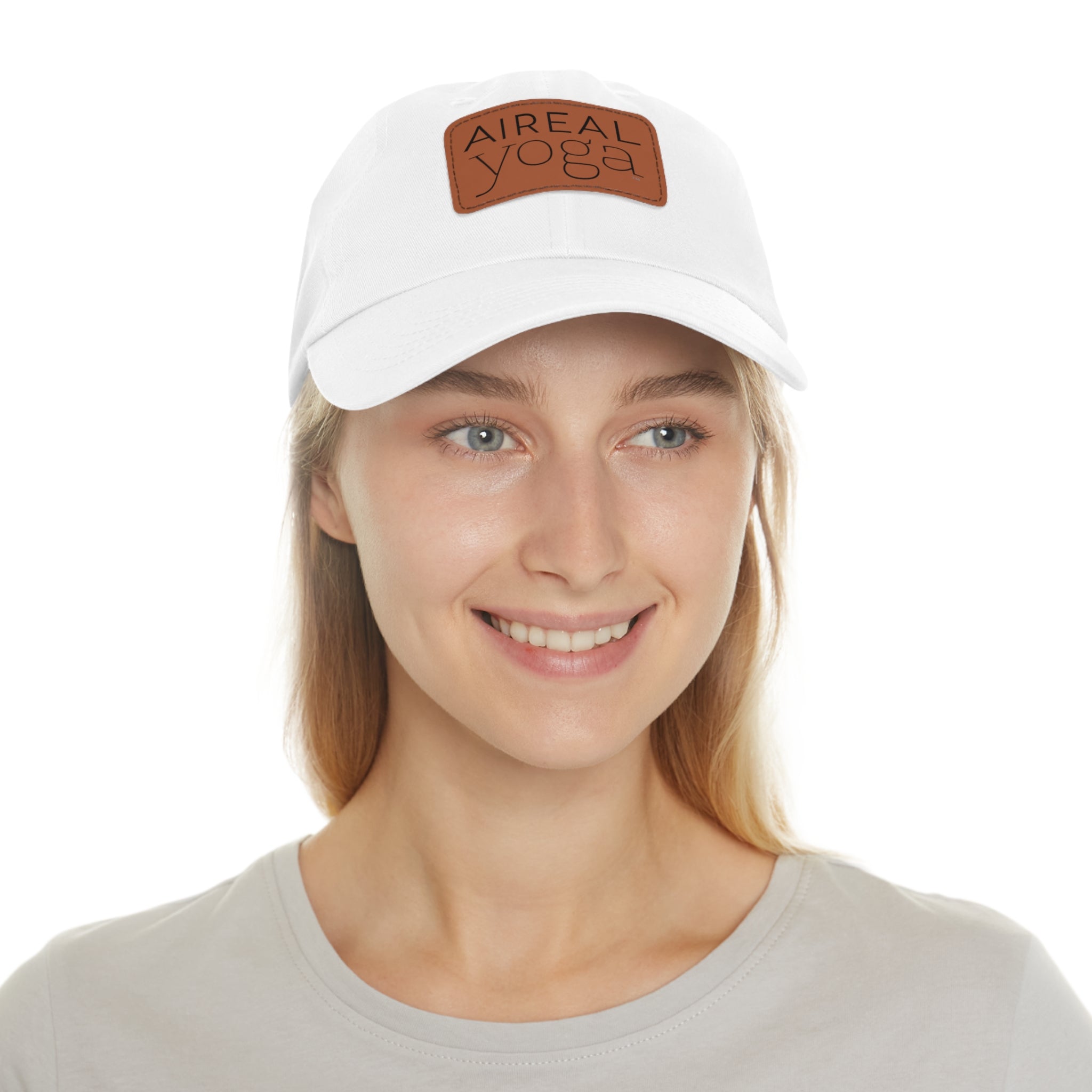 Aireal Yoga Leather Patch Dad Hat | Rectangle Logo