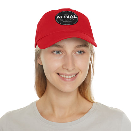 Aerial Studio Round Leather Patch Hat | Dad Hat with Leather Patch