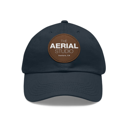 Aerial Studio Round Leather Patch Hat | Dad Hat with Leather Patch