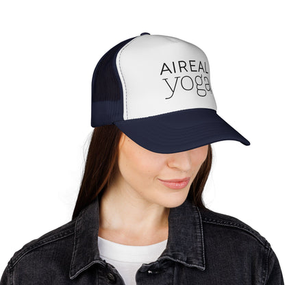 AIREAL yoga Trucker Cap | Embroidered Mesh Hat, Fitness Activewear