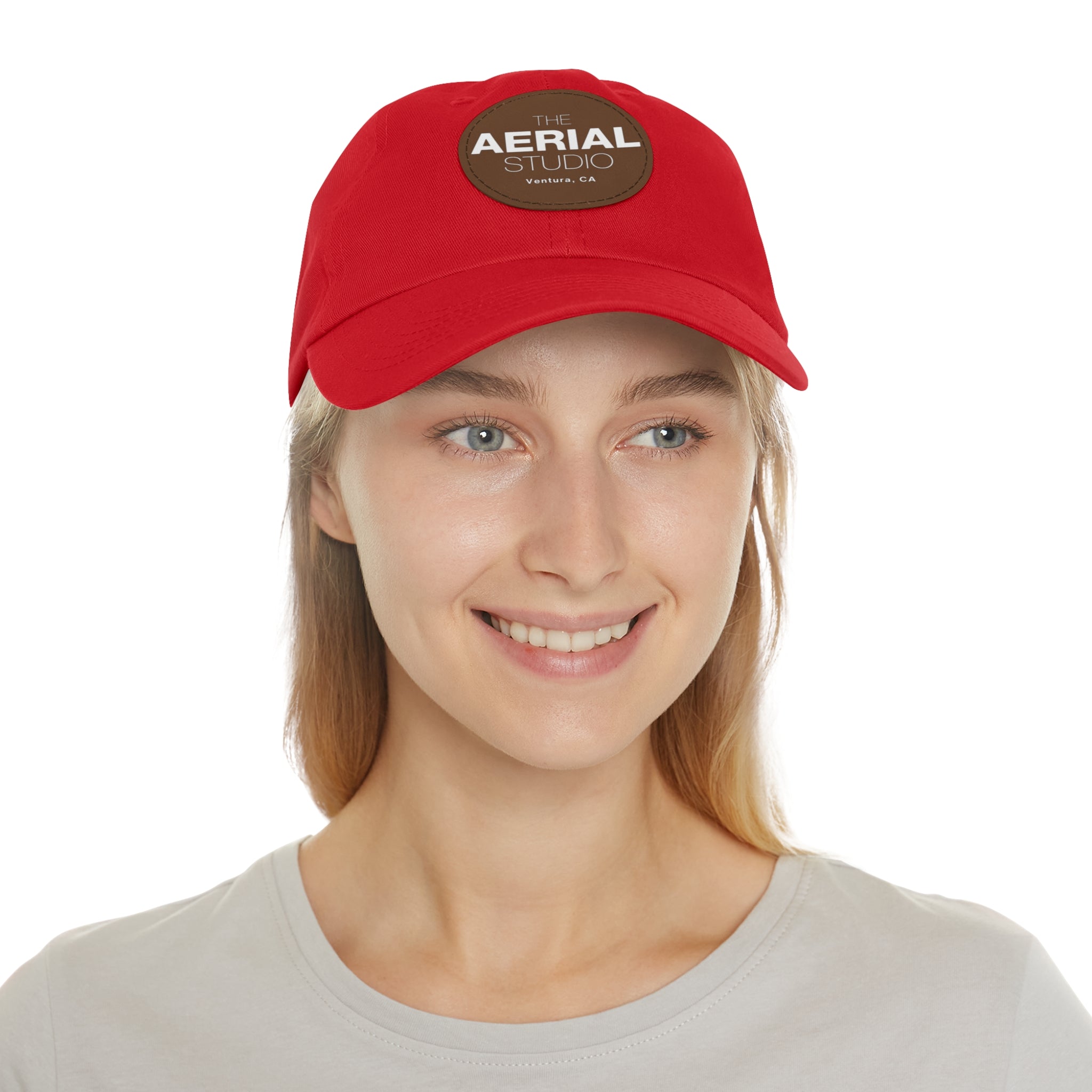 Aerial Studio Round Leather Patch Hat | Dad Hat with Leather Patch