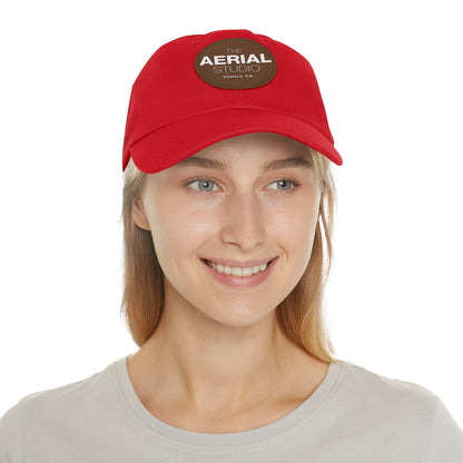 Aerial Studio Round Leather Patch Hat | Dad Hat with Leather Patch