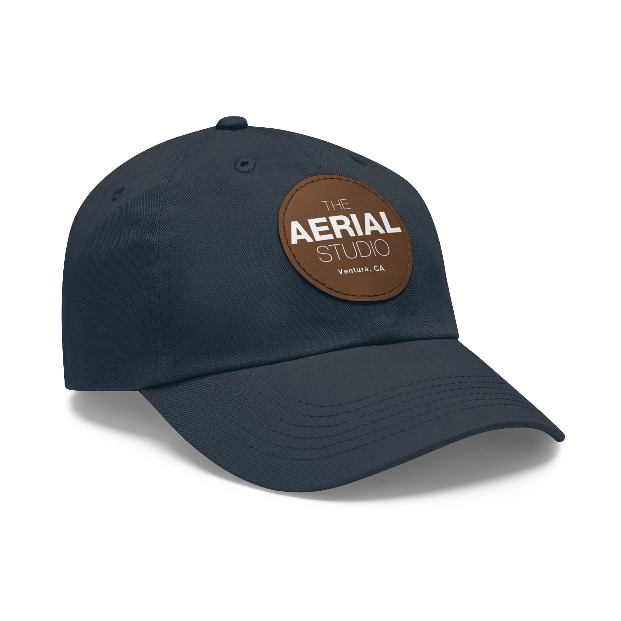 Aerial Studio Round Leather Patch Hat | Dad Hat with Leather Patch
