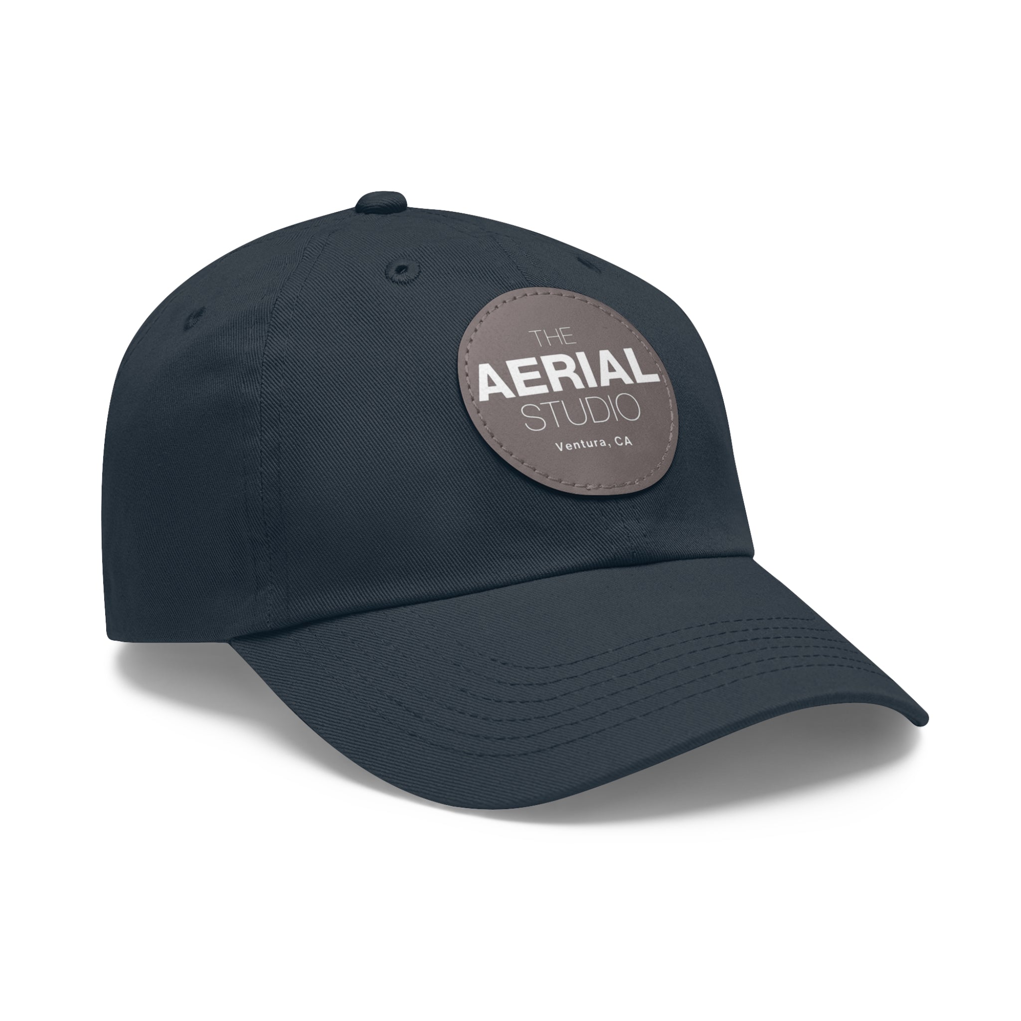 Aerial Studio Round Leather Patch Hat | Dad Hat with Leather Patch