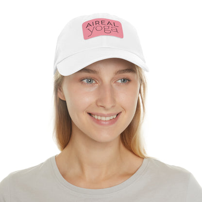 Aireal Yoga Leather Patch Dad Hat | Rectangle Logo