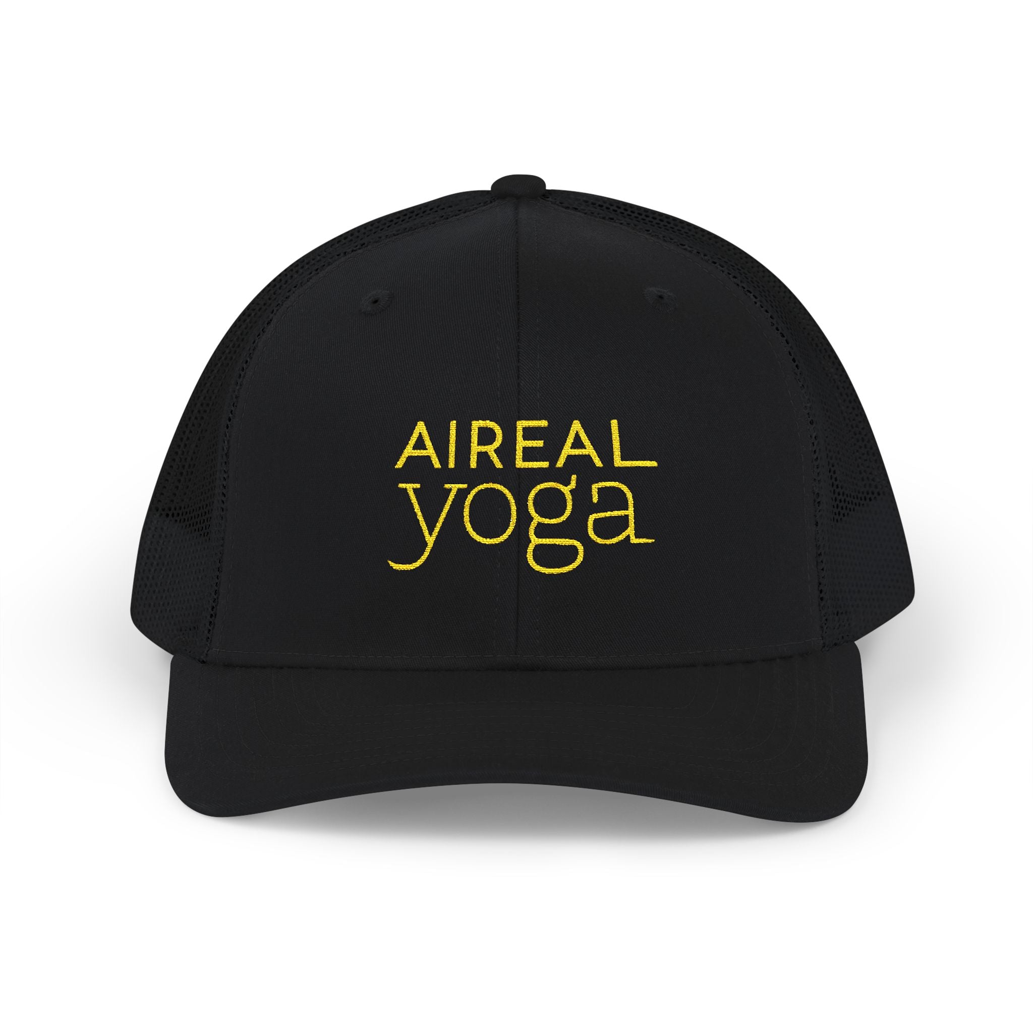 Aireal Yoga Embroidered Trucker Cap | Snapback Mesh Hat