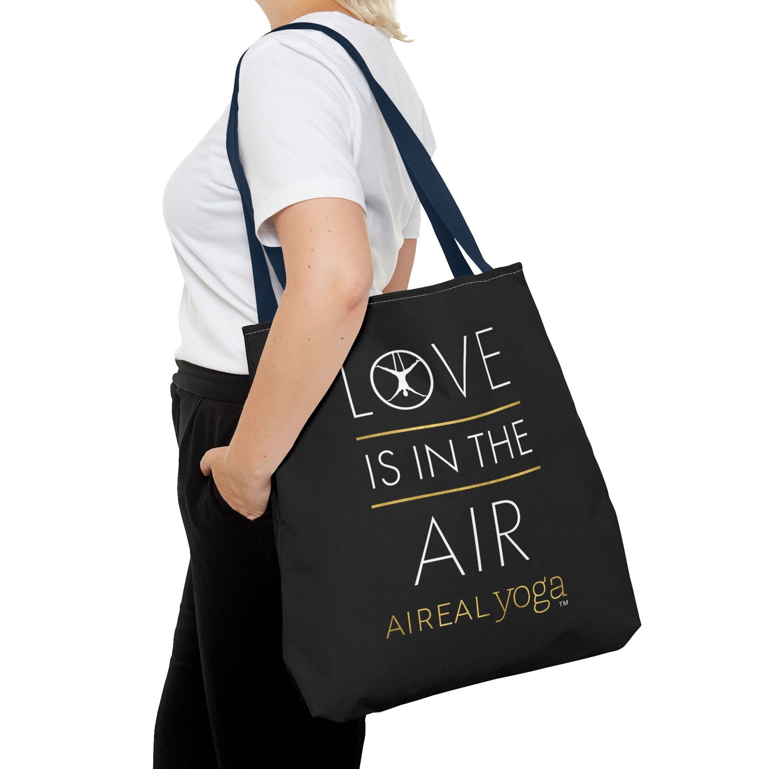 Love Is In The Air Tote Bag | Aerial Yoga Typography Tote