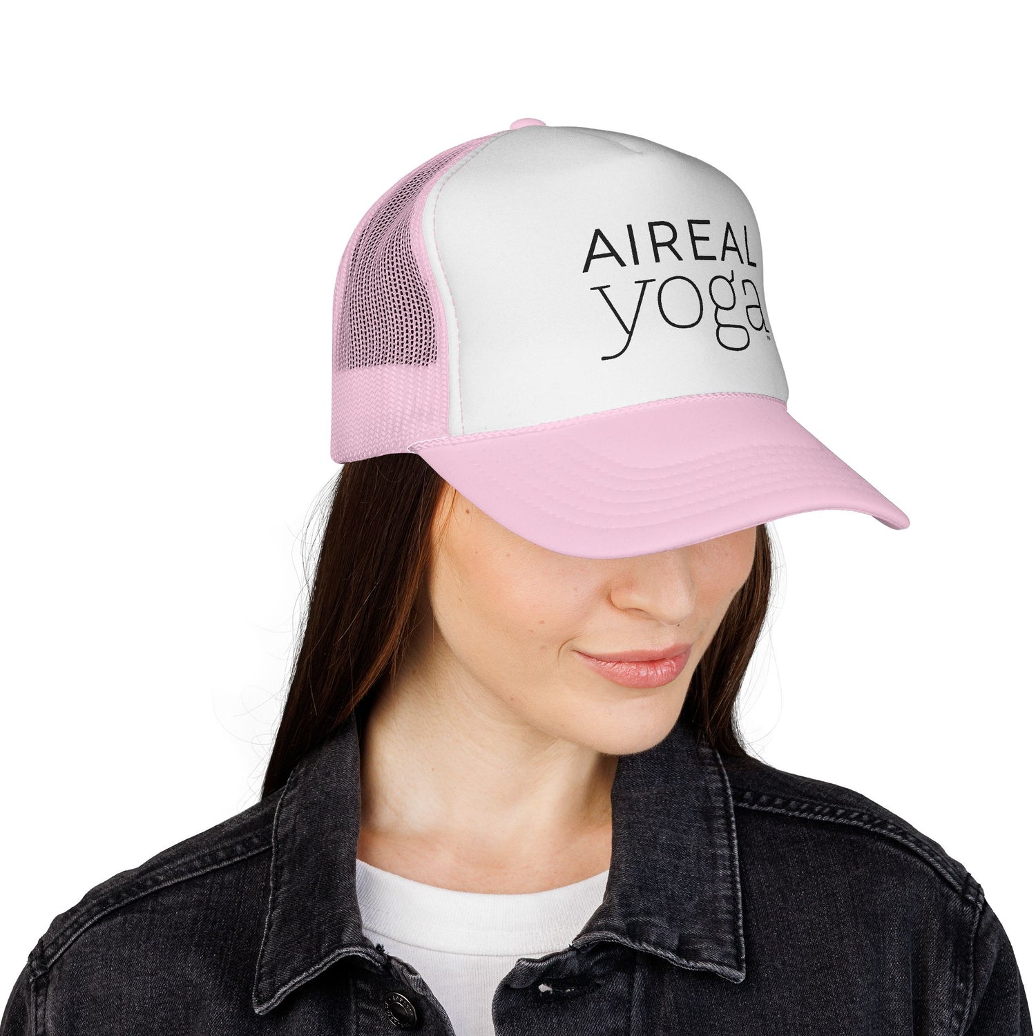 AIREAL yoga Trucker Cap | Embroidered Mesh Hat, Fitness Activewear