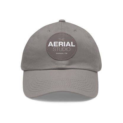 Aerial Studio Round Leather Patch Hat | Dad Hat with Leather Patch