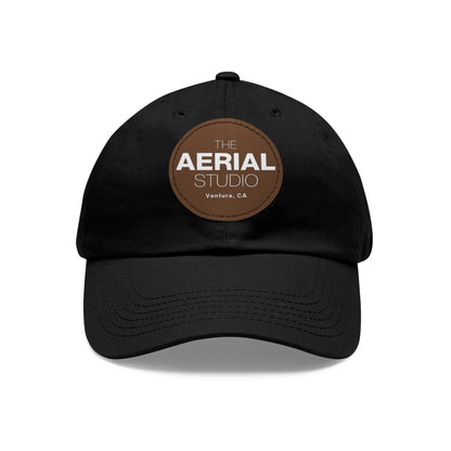 Aerial Studio Round Leather Patch Hat | Dad Hat with Leather Patch