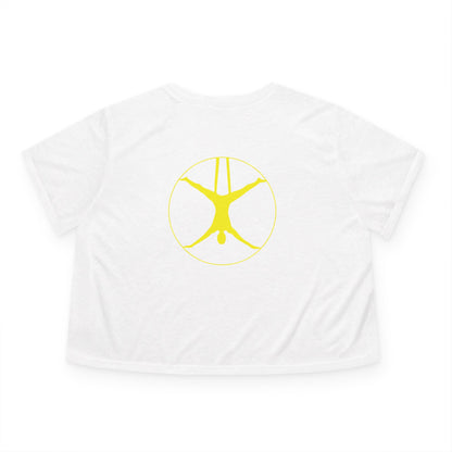 AIReal Yoga Cropped Tee | Cropped Flowy Top, short sleeve, gold logo on back