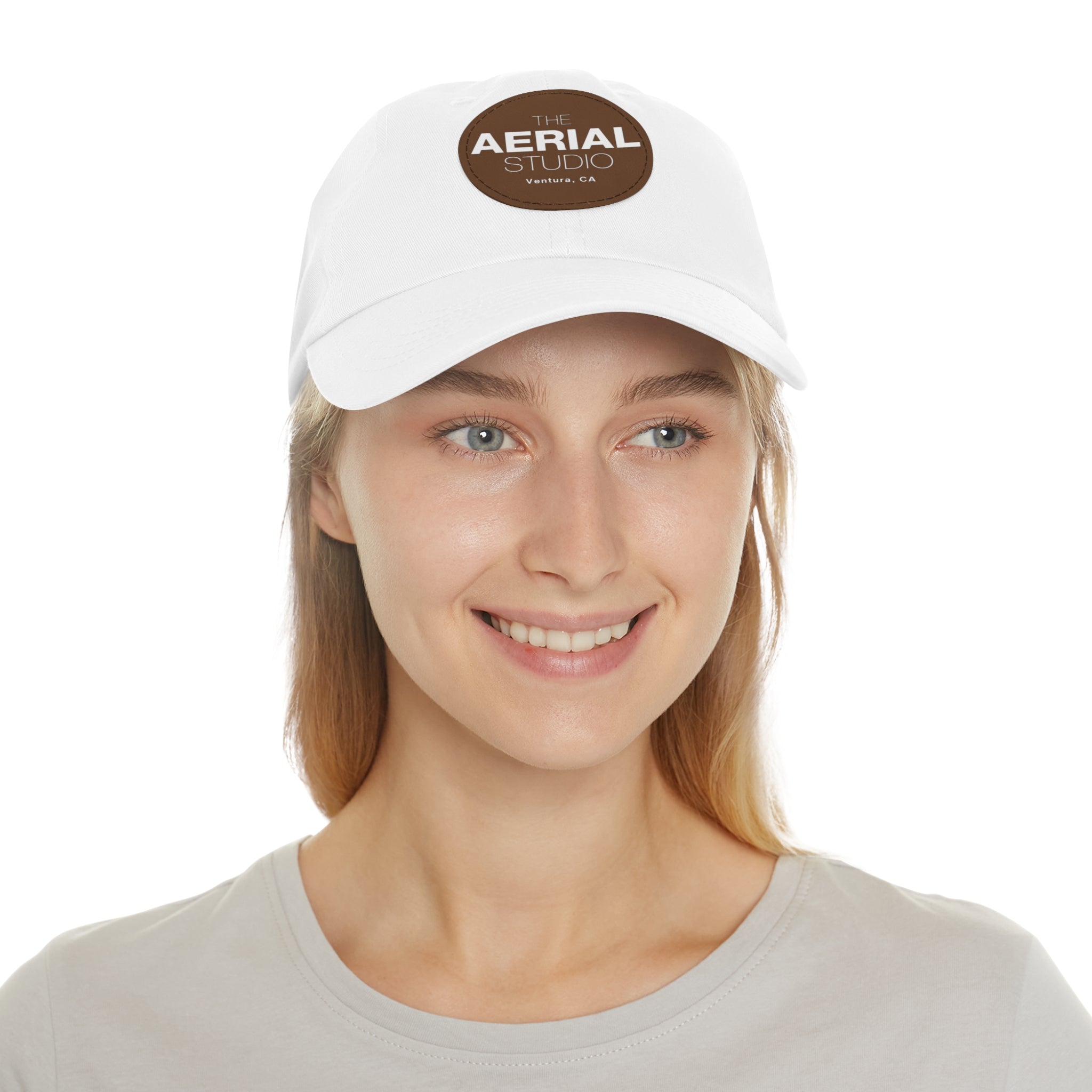Aerial Studio Round Leather Patch Hat | Dad Hat with Leather Patch
