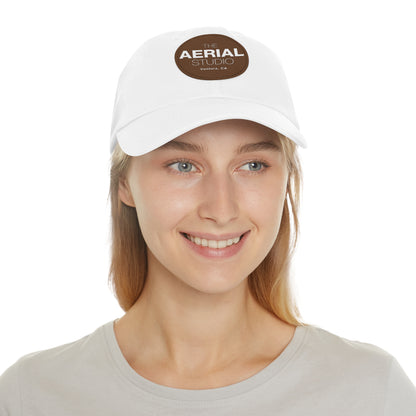 Aerial Studio Round Leather Patch Hat | Dad Hat with Leather Patch