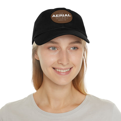 Aerial Studio Round Leather Patch Hat | Dad Hat with Leather Patch