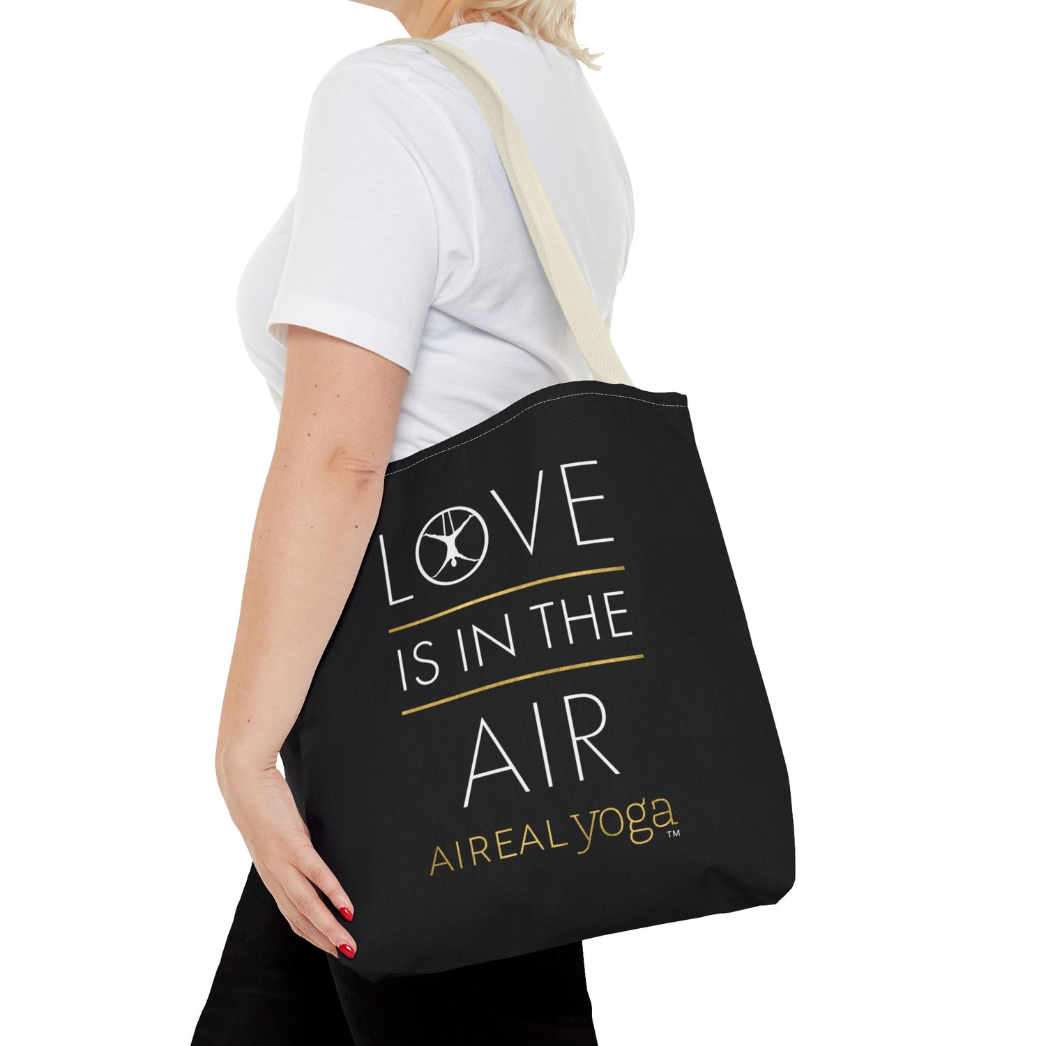 Love Is In The Air Tote Bag | Aerial Yoga Typography Tote