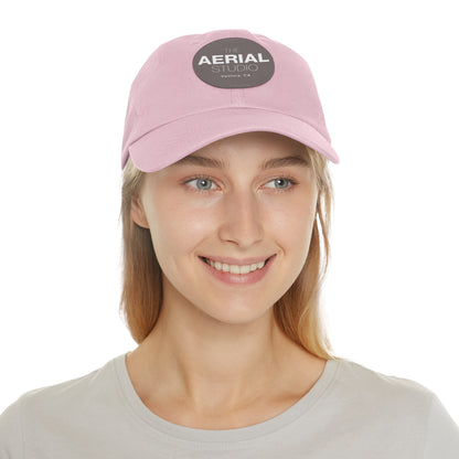 Aerial Studio Round Leather Patch Hat | Dad Hat with Leather Patch