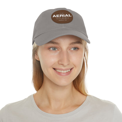 Aerial Studio Round Leather Patch Hat | Dad Hat with Leather Patch